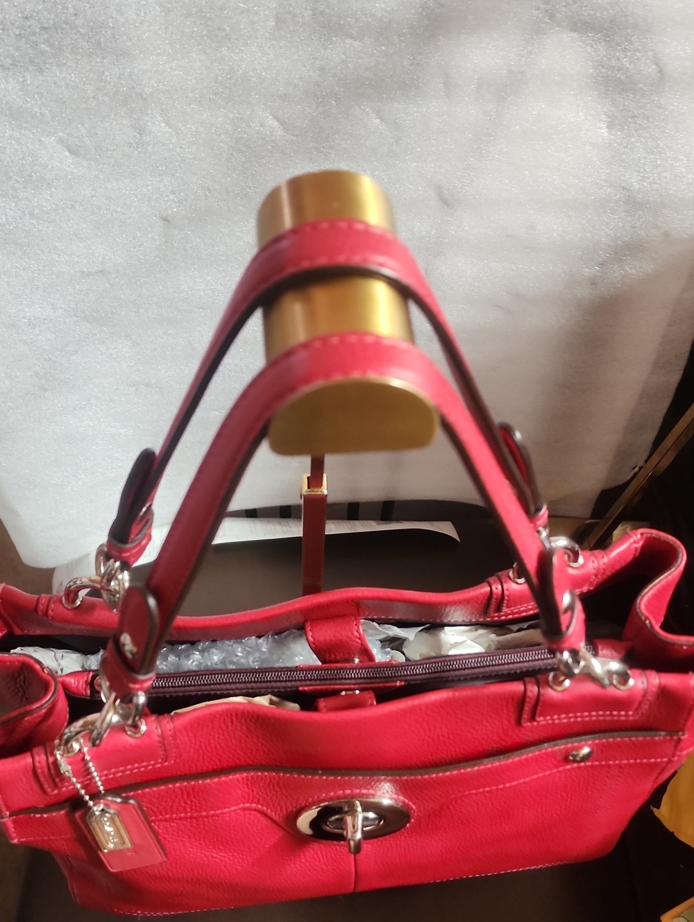 Coach 2011 Red Leather 2 Section ShoulderTote 2 Hang Tags Euc - Picture 4 of 15